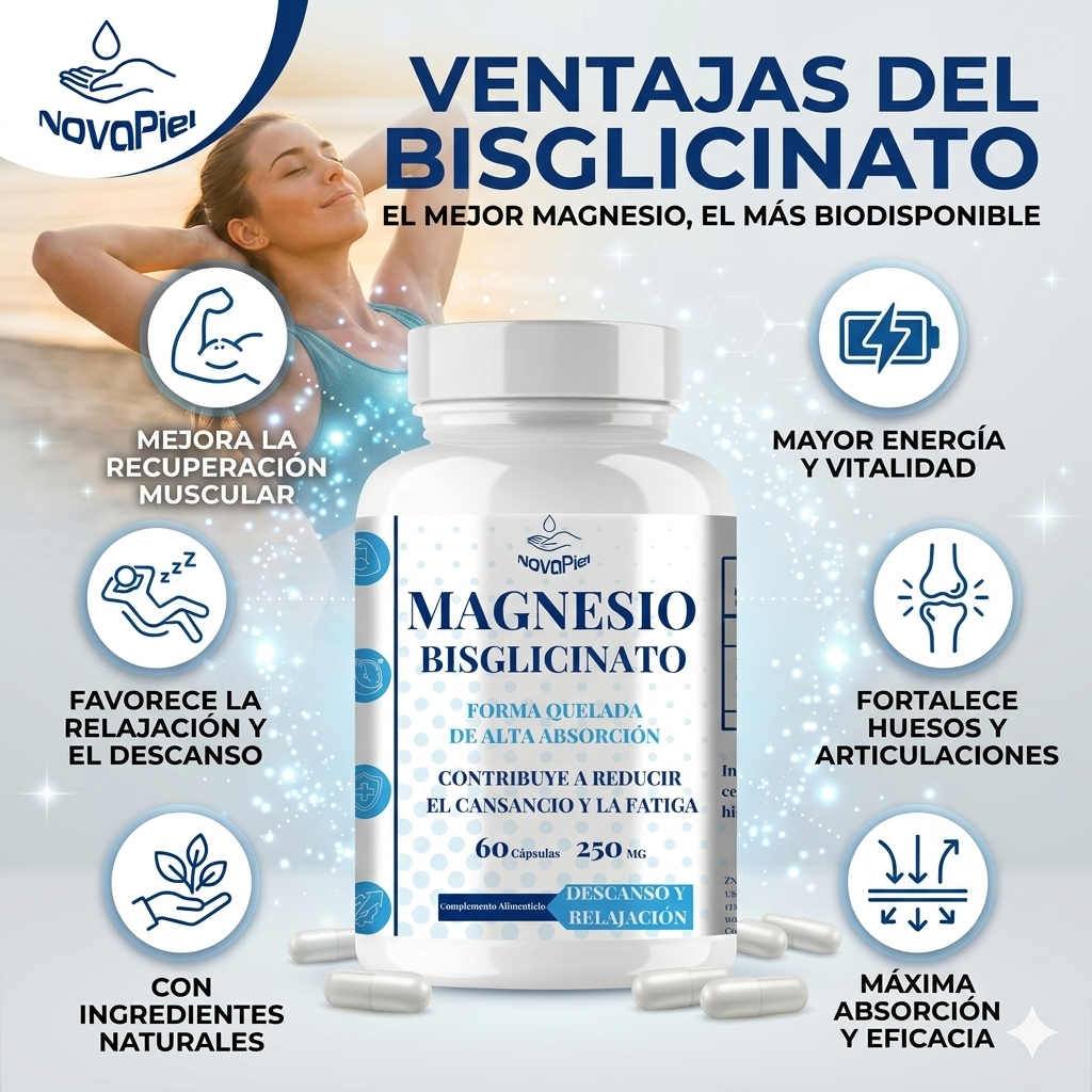 Magnesio Bisglicinato – Descanso y Recuperación de Alta Absorción NovaPiel